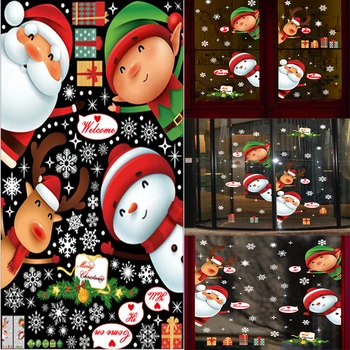 Kalėdų Sienų Lipdukai Santa Claus Snaigės Nuimamas Langas, Meno, Lipdukas, Vaikų, Vonios Kambario Sienų Apdaila Naujųjų Metų Kalėdos Lipdukas
