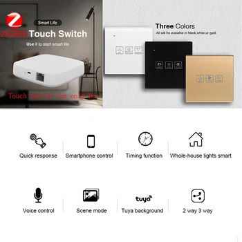 ZigBee Tuya Smart Touch Wall Jungiklis Dimeris/Ventiliatorius/užuolaidų Perjungti Programą Smart Gyvenimo Laikmatis, Telefono Balso Kontrolės Alexa 