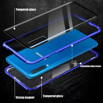 Magnetinės Metalo Dvipusis Stiklo Atveju, Samsung Galaxy A91 A81 A71 A51 A70 A50 S8 S9 S10 S20 20 Pastaba 10 9 8 Plus Ultra Dangtis