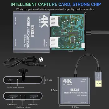 4K 1080P USB 3.0 HDMI suderinamus Vaizdo Garso Žaidimas Užfiksuoti Kortelės Su Kilpa Iš Full 1080p 60 Įrašyti Per DSLR Kamera