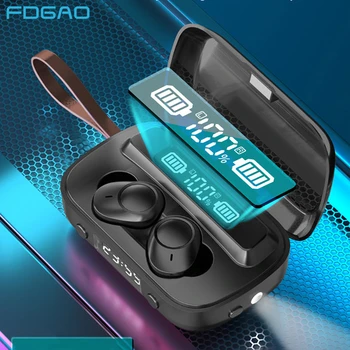 FDGAO TWS Bluetooth 5.1 Ausinės Belaidės Ausinės 9D Hifi Stereo Sporto Vandeniui Mini Ausinių Muzikos Ausines LED Ekranas
