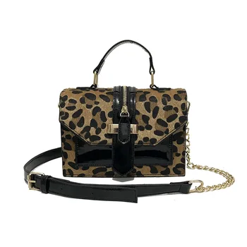 Dirbtiniais kailiais Pečių Maišą grandines rankinės prabangus Leopardas Spausdinti krepšiai Prekės Dizaineris crossbody krepšiai moterų messenger maišeliai M338