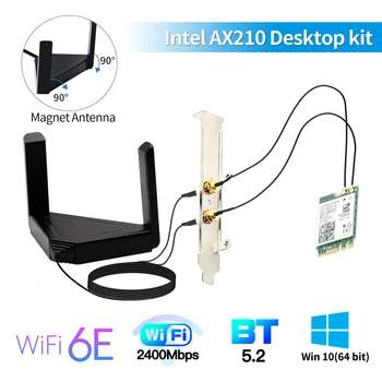 3000Mbps WiFi 6E AX210 Bluetooth 5.2 Dual Band 2.4 G/5 ghz 802.11 AX NGFF M. 2 WiFi 6 Kortelės 6dbi Darbalaukio Rinkinyje Adapteris, Skirtas 