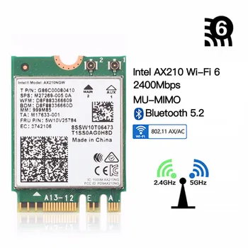 3000Mbps WiFi 6E AX210 Bluetooth 5.2 Dual Band 2.4 G/5 ghz 802.11 AX NGFF M. 2 WiFi 6 Kortelės 6dbi Darbalaukio Rinkinyje Adapteris, Skirtas 