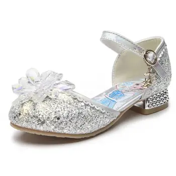 Vaikų sandalai princesė šalies batų Elsa Anna avalynė mergaitėms blizgučiai vestuvių mergina sandalai kristalų Aukšto kulno sniego blue bateliai