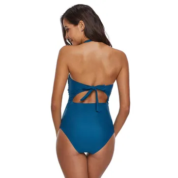 Seksualus Gilus V maudymosi kostiumėlį Vienas Gabalas Plaukti Kostiumas su Įklotai Moterims 2019 Apynasrio Tvarstis Backless Maudymosi Mėlyną Plus Large Dydis 3XL