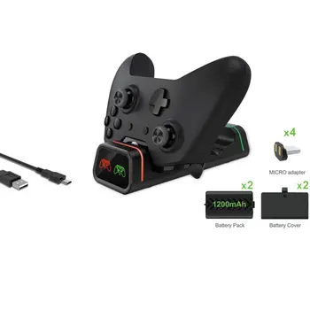 Dual Controller Charging Dock for Xbox Vienas / Viena S / One X Įkrovimo Stotis Ekranas su 2 Baterijos Microsoft ONLENY
