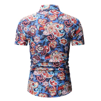 Vyriški Hipster Paisley Spausdinti Suknelė Marškiniai 2019 Nauja Trumpas Rankovės Havajų Marškinėliai Vyrams Šalis Atostogų Drabužių Camisa Hombre