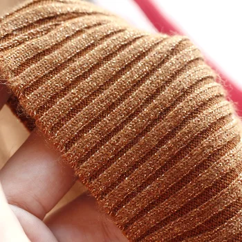 Nauji Blizgučiai Golfo Moterų Megztinis Megztinis Didelio Elastingumo Briaunoti Megzti Plonas Megztinis Rudenį, Žiemą Pagrindinių Moterų Megztinis