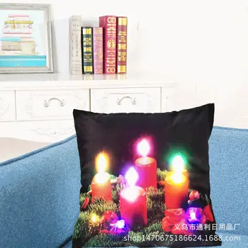 LED Šviesos Pagalvėlė Padengti Kalėdų Spausdinti Dekoratyvinės Pagalvėlės, Santa Claus Sofa Namų Mesti Pagalvės Aikštėje Pagalvėlė Almofada