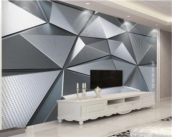 Beibehang užsakymą 3d Tapetai kambarį miegamojo Tapetai, freskos 3D abstrakčių geometrinių pilkos spalvos trikampiai fone 3d tapetai