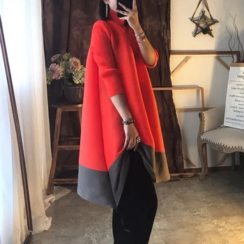 Changpleat 2019 m. pavasarį Naujas Moterų suknelė Miyak Plisuotos Mados Golfo Prarasti Didelio Dydžio splice-line Moterų Suknelės Banga D9876