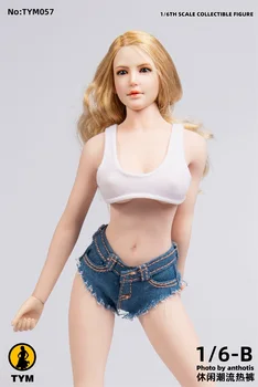1/6 Moterų Skaičius Drabužių Priedų TYM057 Sexy Hot Girl Džinsai Micro Kutais Trumpas/Ilgas jeans Diržas 12 cm Veiksmų Pav.