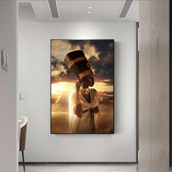 Juodos ir Aukso Nuogas Afrikos Meno Moteris Saulėlydžio Naftos Tapyba ant Drobės Cuadros Plakatai ir Spausdina Sienos Meno Nuotrauka už Kambarį