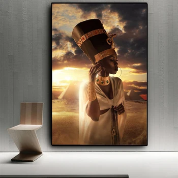 Juodos ir Aukso Nuogas Afrikos Meno Moteris Saulėlydžio Naftos Tapyba ant Drobės Cuadros Plakatai ir Spausdina Sienos Meno Nuotrauka už Kambarį