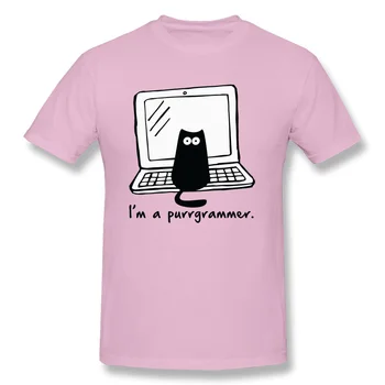 Hakeris Purrgrammer Automobilių Juokinga T Shirts Animacinių Filmų Kompiuterį, Automobilį, Medvilnės Vyrų T-Shirt Klasikinis Proceso Kodekso Topai Marškinėliai Naujausias