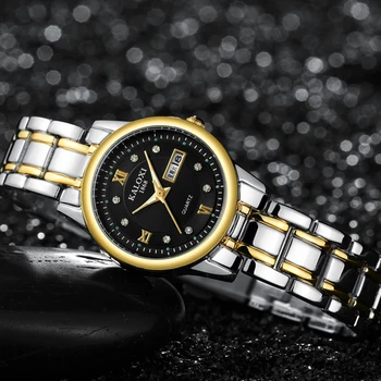 KALOXI Pora Laikrodžiai Mėgėjams Kvarcinis Laikrodis Mados Verslo Vyrų Žiūrėti Moterų Laikrodžiai Volframo Plieno Kavos Aukso Valandas