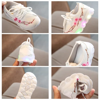 Vaikų led šviesos batai berniukų batai 2021 m. rudenį mergina kvėpuojantis šviesos bateliai baby šviesos sportbačiai