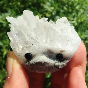Natūralių kristalų ežys akmens grupių ežys reiki gydymo akmuo išraižytas rankų darbo apdailos kristalų gyvūnų 1pcs