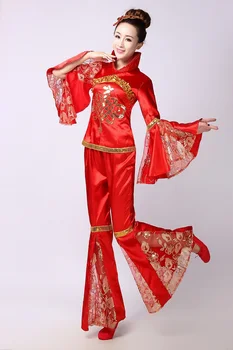 Kinijos liaudies kostiumas moterims tradicija drabužiai suknelė dėvėti tradicinių šokių kostiumai kinijos liaudies šokių kostiumų ventiliatorius