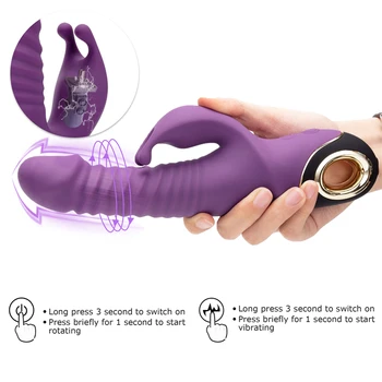 Sukasi Rabbit Vibratorius G Spot Dildo Vibratorius Moterims su 5 Stipri 360 Sukasi Vibracijos Režimai,Klitorio Vibratorius, Sekso Žaislai