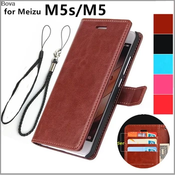 Meizu M5s M5 kortelės laikiklio dangtelį atveju Meizu M5 5.2-colis odinis telefono dėklas ultra plonas piniginės flip cover
