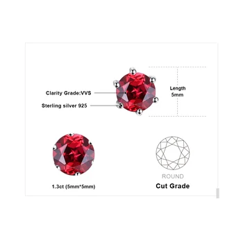 JewelryPalace 1.3 ct Originali Raudona Granato Stud Auskarai 925 Sterlingas Sidabro Auskarai Moterims korėjos Earings bižuterijos 2021