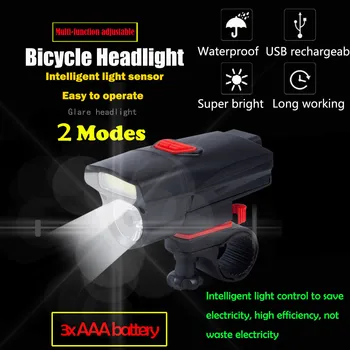 Objektyvo lemputė karoliukai COB LED Dviratis Dviračio Lemputė Priekinio Žibinto Lempa, 3 X AAA Baterijos vandeniui priekinių žibintų naujas A40