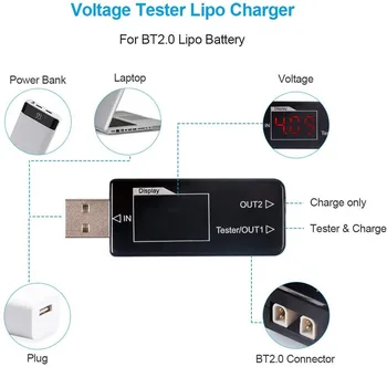 BETAFPV BT2.0 Baterijų Kroviklis Įtampos Testeris USB Įkroviklį, su borto LCD Ekranas 2.45 V/4.7 V BT2.0 300mAh 1S Baterija