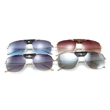 AOZE2020 mados stilius pilotas gradientas akiniai nuo saulės su oda gobtuvu vyras vairavimo markės dizaino akiniai nuo saulės gafas de sol hombre UV