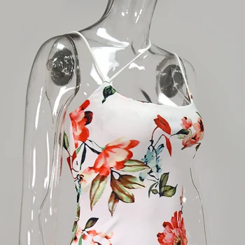 Colysmo Vasaros Bodycon Midi Suknelė Moterims Spagečiai Dirželiai Mažai Iš Seksualios Suknelės Gėlių Spausdinti Šalies Klubas Dėvėti Ilgas Suknelė Balta 2020 M.