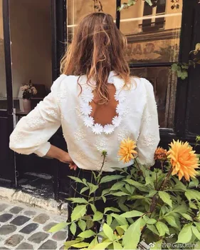 TEELYNN Balta nėrinių marškinėliai moterims palaidinė 2020 m. derliaus Medvilnės Gėlių Siuvinėjimas palaidinės ilgio sluoksniuotos Rankovėmis marškinėliai camisas mujer viršų