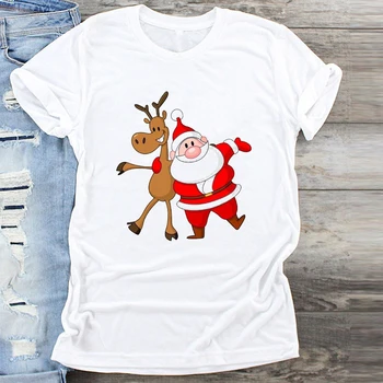 Moterys Dovana Naujųjų Metų Kalėdų Senelis, Animacinių Filmų Linksmų Kalėdų Spausdinti Rūbų, Grafinis Viršuje T Shirt Ladies Moterų Tshirts Tee Marškinėliai