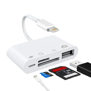 Aukštos Kokybės Lightning USB Kameros Prijungimo Rinkinys 4 in 1, SD/TF Kortelių Skaitytuvas OTG Kabelis, Adapteris, skirtas 