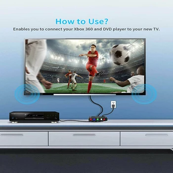Naujas RCA, RGB VGA į HDMI suderinamus AV Component Converter Box YPbPr į HDMI-1080P, suderinamas Adapteris į VHS PS2 Xbox Wii DVD