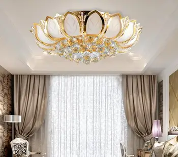 Lotus kristalų lempos apvalios miegamasis kristalų lempos, lubų lempa kambarį LED kristalų lempos lempos eilėje