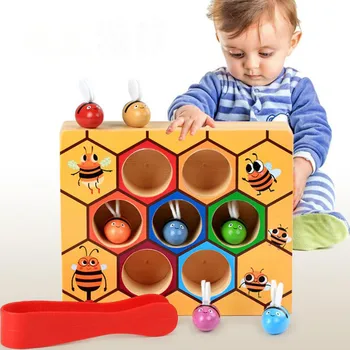 Montessori Mediniai Švietimo Žaislai, Darbščių Bičių Avilį Žaidimai Vaikams Įrašą, Mokymosi Žaislai
