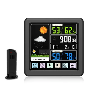 Laikrodis Ekrano Oras Laikrodis Patalpų Lauko Skaitmeninis Ekranas Termometras su Drėgmėmačiu Belaidžio Orų Prognozė Jutiklis LED Apšvietimas
