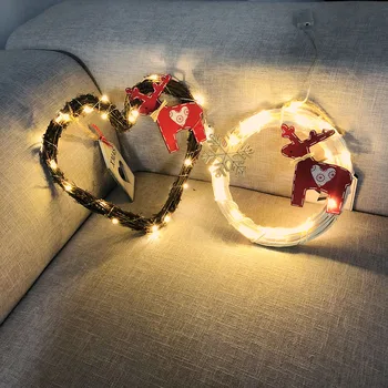 Kalėdų Žėrintis Girlianda LED Šviesos Eilutę Siena Durų Kabo Rotango Žiedas, Papuošalų Pakabukas Amatų Namų Puošybos Vainikas