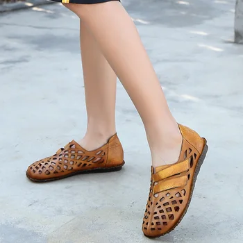VALLU 2020 m. pavasarį naują moteriški batų retro tuščiaviduriai kietas plokščiadugnis moterų batai lauko laisvalaikis