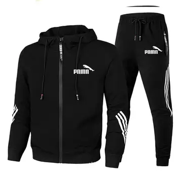 2021 naujas Mados Tracksuit vyriški Bėgimo Bateliai Sportinę aprangą iš Dviejų dalių, Storos Vilnos, Medvilnės Hoodie + Pants Vyriškos Sporto Kostiumas