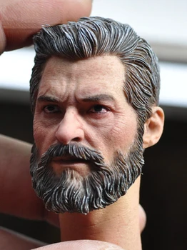 1/6 vyrų senas kietas žmogaus galva skulptūra su plaukų mūšio žalos galvos modelį, Hugh Jackman tinka 12
