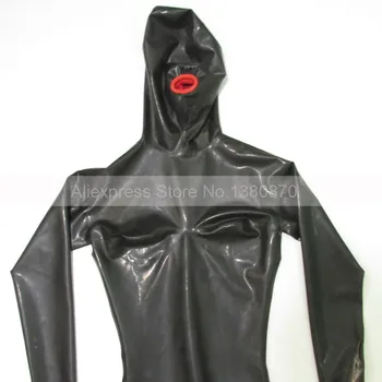 Juoda Seksuali Moteriška Latekso Catsuit su Prezervatyvais Pilnas draudimas Bodysuit Zentai su 3D Krūtinės S-LC194