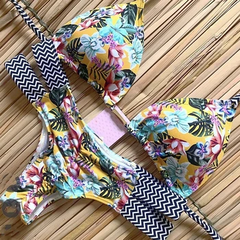 Bikini 2019 Seksualių Moterų maudymosi kostiumėlį Tvarstis Apynasrio Paplūdimio Dėvėti Maudymosi kostiumai Push Up maudymosi Kostiumėliai, Moterų Brazilijos Bikini Komplektas