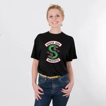 Vasaros Riverdale Marškinėliai Moterims Harajuku Gyvatė Spausdinti Mados Trumpas Rankovės Pietų Riverdale Žalčių Jughead Moterų Marškinėlius Viršūnės