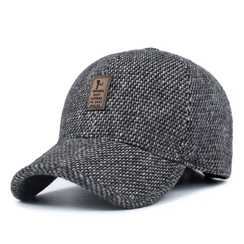 [AETRENDS] Vilnonis Veltinis Megzti Dizainas Žiemos Beisbolo kepuraitę Vyrų Tirštėti Šiltos Kepurės su Ausų atvartais, Z-5000