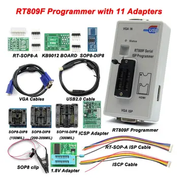 Originalus RT809F programuotojas +12 Adapterių+sop8 IC clip+CD+1.8 V / SOP8 Adapteris VGA LCD ISP programuotojas adapteris universalus programuotojas