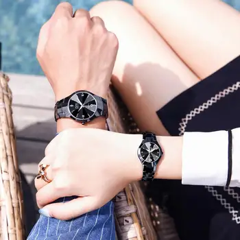Pora kvarcinis laikrodis su volframo plieno watchband su kalendoriniais mėgėjams žiūrėti vandeniui šviesos rankas vyrams ir moterims laikrodis