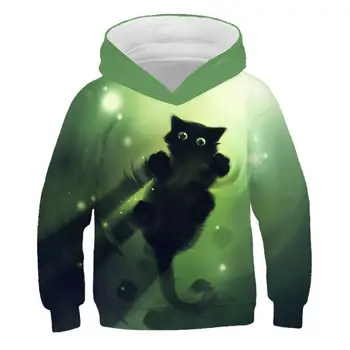 Naujausias gyvūnų katė spausdinti 3D Vaikai hoodies mados berniukas, mergaitė hoodie puloveriai Vaikų hoodies rudenį, žiemą karšto pardavimo Palaidinukė