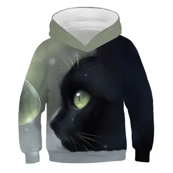Naujausias gyvūnų katė spausdinti 3D Vaikai hoodies mados berniukas, mergaitė hoodie puloveriai Vaikų hoodies rudenį, žiemą karšto pardavimo Palaidinukė